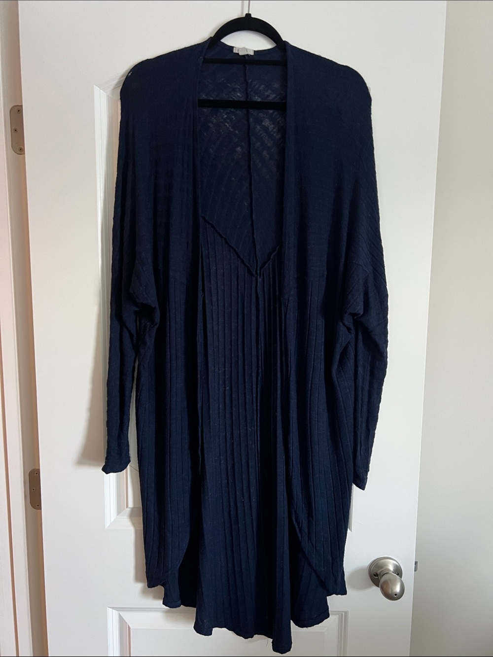 Ecote Navy Open-Front Ribbed Cardigan